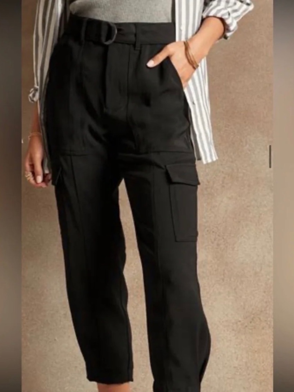 Banana Republic SLIM REFINED STRETCH CARGO PANT, Black, Size 4